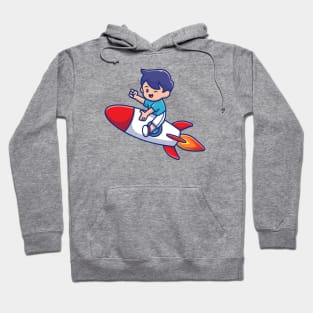 Cute Kid Riding Rocket Hoodie